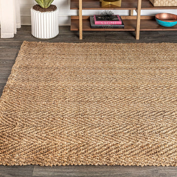 Espina Hand Woven Herringbone Chunky Jute Area Rug